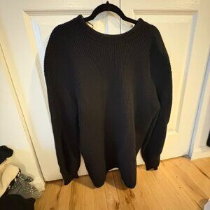Proenza Schouler White Label Cashmere Sweater with Tie Back in Black. Size Large